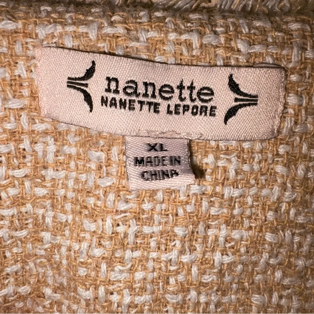 Nanette Lepore Taupe Tweed Collarless Blazer - Picture 2 of 6